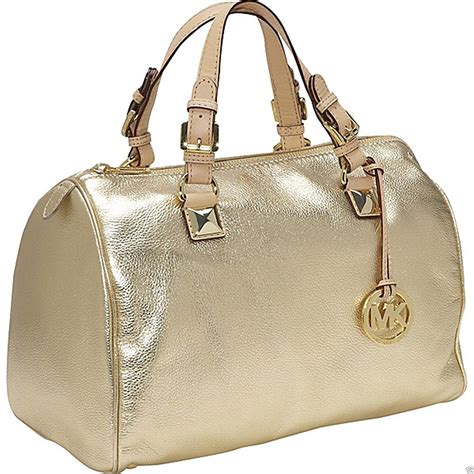 michael kors gold satchel purse|Michael Kors opened satchel purse.